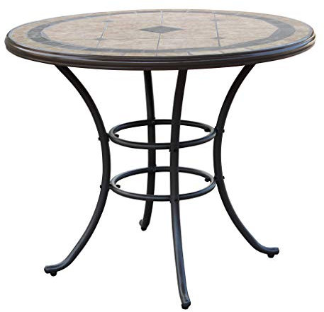MilaniHome.it - Tavolo Rotondo Fisso in Ferro Diametro 90 Piano in Mosaico per Esterno Giardino, Portico, Ristorante, Gelateria Bar Hotel Albergodi coloreTaupe