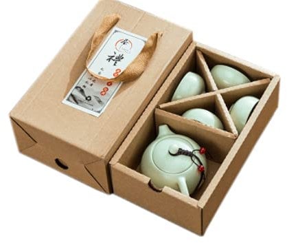 Teeservice Keramik Kong Fu Tee Set Teekanne mit 2 Tassen Japanischer Stil China Stil Kleine Teetasse Tee Kunst für Zuhause für Büro Hellgrün Freunde Familie Geschäft Geschenk Souvenir
