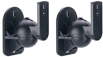 121AV Universal Speaker Wall Mount Brackets for Walls and Ceilings for Satellite Speakers Adjustable Tilting and Swivel for Surround Sound, Light weight, Hold Upto 3.5kg Each, Black, Pack of 2