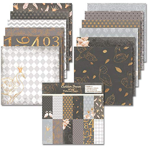 24PCS Gemustertes Papier Scrapbooking Papier, 30.5X30.5cm Vintage Album Karten Motivpapier, 24 Verschiedene Motive Dekopapier Für DIY Handgemachte Bastelarbeiten, Karten, Blumenmuster (Style G)