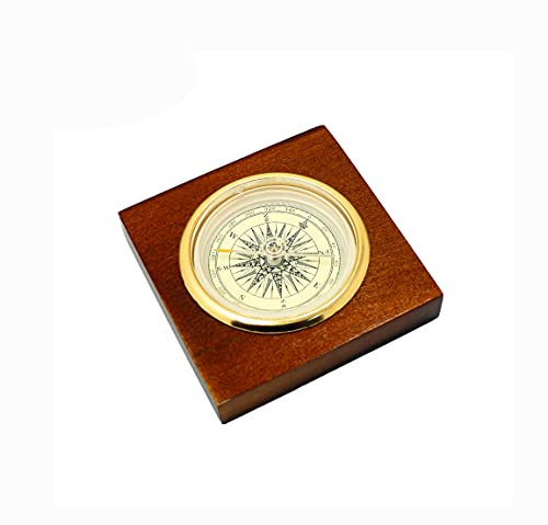 Shiwaki Bussola con Scatola di Legno Antico,Bussola in Lega di Alluminio,Bussola Regalo Bussola in Legno
