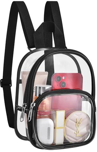 Yibingkea Durchsichtiger Mini-Rucksack mit Stadionzulassung, wasserdichter transparenter Rucksack für Arbeit, Sicherheitsreisen, Konzert- und Sportveranstaltungen