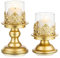 Sziqiqi Modern Kerzenständer Kerzenhalter für Stumpenkerzen - Gold Metall Kerzenständer Kerzenleuchter Kerzen Ständer für Tischdeko Wohnzimmer Esstisch Hochzeit Couchtisch Beistelltisch Weihnachten
