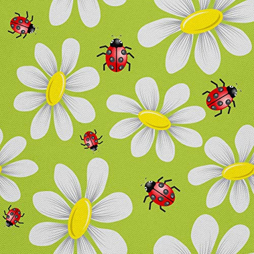 HEKO PANELS Polyester/Oxford Canvas-Stoff Wasserdichte Meterware Polyester Stoff Zum Nähen Nähstoffe Dekostoffe Wasserabweisend Blickdicht Gänseblümchen Blumen 1 Meter 155 x 100 cm