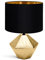LED Universum Tischleuchte Tischlampe Nachttischlampe Leseleuchte aus Keramik mit Stoffschirm, E14 Sockel, rund gold schwarz groß - 8666