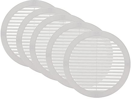 Vent Systems Ø200 mm / 8'' Inch White Soffit Vent Cover with Flange - Pack of 5 - Round Air Vent Louver - Grille Cover - Built-in Insect Screen - HVAC Vents for Bathroom, Home Office, Kitchen
