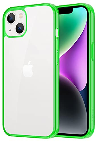 iCatchy for iPhone 14 Case/iPhone 13 Case 6.1-Inch, Shockproof Bumper Phone Cover, Anti-Yellowing Clear Back Compatible with iPhone 14/13 (Green)