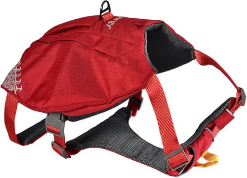 iEnergy™ MIC Hundegeschirr mit Zwei Seitentaschen & ideal für Kurzausflüge, Atmungsaktives, reflektierendes & gepolstertes Brustgeschirr Anti-Zug Geschirr No Pull (Rot, S)