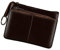 Porte-monnaie en cuir véritable avec triple fermeture éclair et porte-clés, marron foncé, Pochette à monnaie