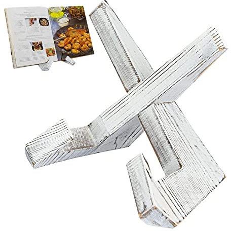 LOSOO Kochbuchhalter Aus Holz, Kochbuch Lesehalter, Vintage Rezepthalter, Buchaufsteller, Rezepthalter Für Küche, 26.5 X 21.5 cm