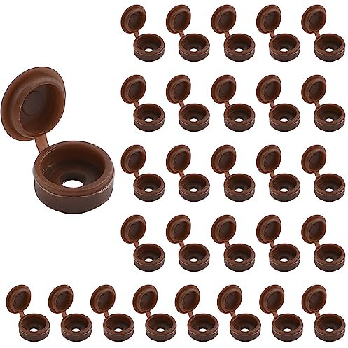INCREWAY Set di 100 tappi a vite in plastica, colore marrone scuro, set assortito con cerniera pieghevole in gomma, rondella antipolvere
