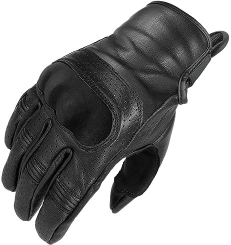 TacFirst AMALFITANA Motorrad Handschuhe Leder H030, atmungsaktive Retro Motorradhandschuhe, Vintage Hard Knuckle Knöchelschutz (Limited 2023 - Wild Black, L)