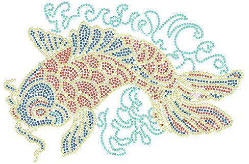 ORIGACH Fisch Rhinestone Bügeleisen auf Hotfix Transfers, Bling Kristall Koi Fisch Applikationen, Glitter Hitze überträgt Kleidung Reparatur Dekoration für Kleidung Tasche Jeans Dekor DIY Handwerk