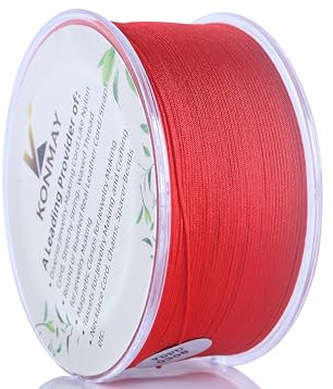 KONMAY 0,6 mm rote Nylonschnur mit Etui für Armbänder, 190 Meter geflochtene Nylon-Satinschnur für Schmuckherstellung, Perlen, chinesische Knoten, Kumihimo, Makramee