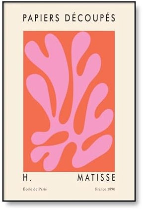 GIBOH Henri Matisse Pink Leaf Poster und Drucke, abstrakte Wandkunst, rote Leinwandmalerei, nordische ästhetische Bilder für Wohnzimmerdekoration, 50 x 70 cm x 1, ohne Rahmen