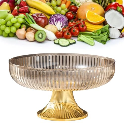 BEIJIALY Frutero para Mostrador de Cocina, Pedestal Frutero Plato de Frutas Plástico Multifuncional Elegante Ahorro de Espacio Decorativo Snack Bowl para Dulces Y Nueces(Ámbar)