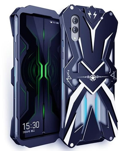 QISUO Luxuriöse stoßfeste Schutzhülle aus Metall und Aluminium, unterstützt Gamepad-Controller, Rückseite kompatibel mit Mi Black Shark 2/Black Shark 2 Pro (Farbe: Schwarz, Größe: für Blackshark 2