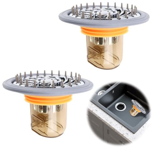 Clapet Anti Odeur, JANDH 2 Pièces Bouchon Douche Anti Odeur, Siphon de Sol avec Filtre Cheveux Douche, Prévenir Le Colmatage, Convient aux Trous de Drainage au Sol d'un Diamètre de 32 à 45 mm