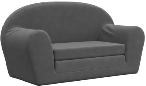 vidaXL Kinder Schlafsofa 2-Sitzer, 2-in-1 Kindersofa mit Schlaffunktion, Kindersessel Sofa Abnehmbarer Bezug, Kindercouch Couch Kindermöbel, Anthrazit Weicher Plüsch
