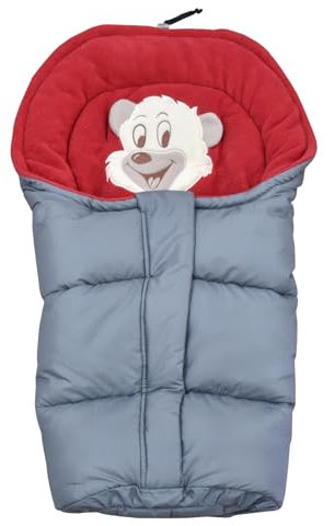 Baby Delux Baby Fußsack für Kinderwagen Buggy Babyschale Winterfußsack größenverstellvar Fleece Teddy Motiv (Grau Rot)