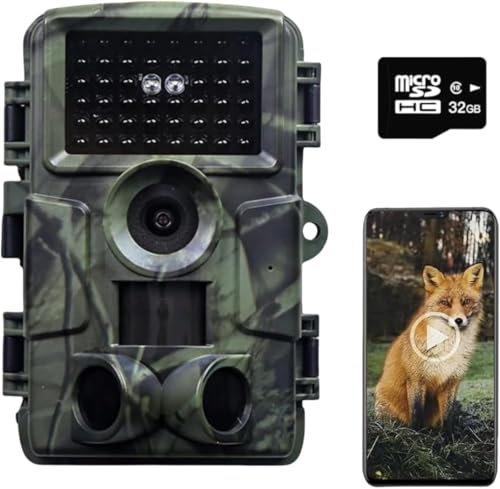 LMHOME Wildkamera mit Bewegungsmelder Nachtsicht - 4K 60MP Wildtierkamera WLAN mit 32GB SD Karte Handyübertragung App,0,2s Jagdkamera,950nm No Glow Infrarot Nachtsichtkamera Outdoor,IP66 Wasserdicht