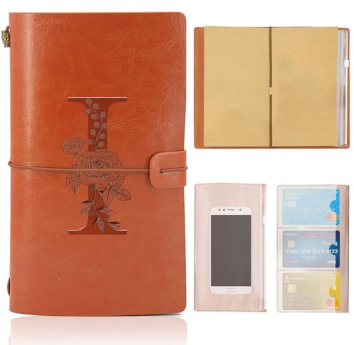 HSDSH Leder Notizbuch, Nachfüllbares Reisejournal, Vintage Tagebuch zum Geburtstag Geschenk für Frauen Männer, Personalisierte Geschenke für Mama Papa Schule Freund Lehrer Schwestern Kollegen（I