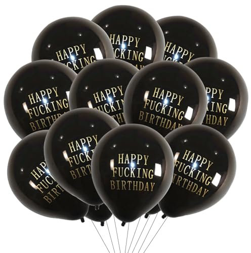 ALEGRE Latex Luftballons Geburtstag, 20 Stück Happy Birthday Ballon Schwarz, Happy Birthday Luftballon Geburtstag Deko, Geburtstagsballon für Kinder, Erwachsene, Mädchen und Junge Geburtstagspartys