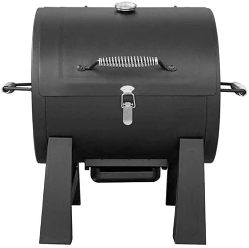 Barbecue-Grill, großer runder Stahlgrill, Holzkohlegrill mit Deckel, Thermometer, tragbarer Hinterhof-Kochraucher, Outdoor-Camp-Picknick-Grillkocher