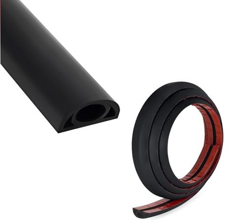 Protezioni per Cavo a Pavimento Autoadesiva, Canalina per cavi Autoadesiva 20 mm (L) x 10 mm (A) x 3 Metri di Lunghezza, Canalina Passacavi Calpestabile, Nero