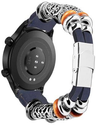 ZUOBNBP Cuero Correas Compatible con TicWatch Pro 3 GPS/Pro 3 Ultra/Pro S/E2/S2/GTX Correa, con Ajustable Estilo étnico Vintage Correa de Repuesto para TicWatch Pro 3 GPS Pulseras (6)