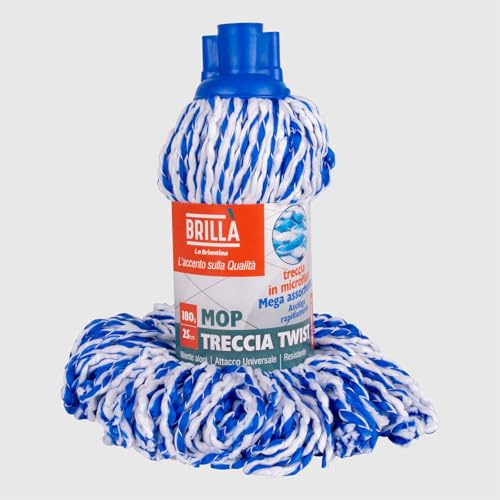 La Briantina Ersatz-Mop Twist aus Mikrofaser, 180 g – effektiv und robust für jeden Boden – Universalgewinde, 30 cm