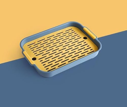 Taicols Toilette pour Lapin et Petit Animal - Pot D'entraînement, Bac Litière de Petite Taille (Bleu Jaune)