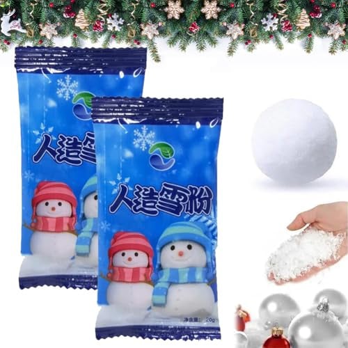 KARELLS Sofortiges Schneepulver, Fluffiger Kunstschnee,2pcs Künstliches Flauschiges Schneepulver,Feiner Pulverschnee,Dekoschnee Simulation Schnee für Winter Weihnachten Party Weihnachtsdeko
