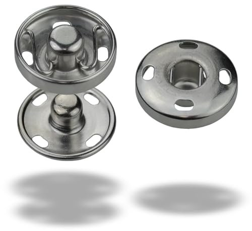 Druckknöpfe zum Aufnähen 20 Paare - S-Feder 8 mm bis 25 mm Druckknopf zum Annähen Snaps Button viele Farben (Silber, 17 mm)