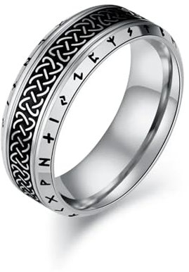 Hasdnker Ring Ringe Damen Bijouterie Herren Vintage Nordischer Vintage-Stil Keltischer Knoten Wikinger Text Ring Für Männer 9 Silber