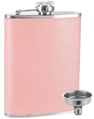 DHinkyoung Hip Flask 8oz for Women/Men, Minimalist Hip Flask Portable Whiskey Flask Leak Proof Pocket HIPS Flask for Climbing Camping Barbecue Bar Party Drinker (Pink)