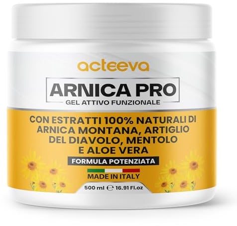 ACTEEVA Arnica per Cavalli Uso Umano 500 ml - Arnica Gel Forte con Artiglio del Diavolo, Azione Rapida, Effetto Freddo, Non Unge, Ideale per Massaggio, Made in Italy