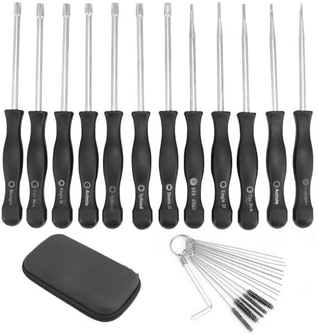 QWORK® 12 pièces outils de réglage de carburateur avec aiguille de brosse de nettoyage de carburateur pour petits moteurs à 2 temps compatible avec STIHL, Poulan, Hus-qvarna et plus