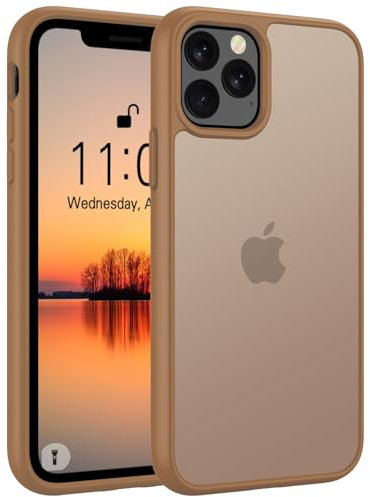 Andwing Matt Hülle für iPhone 11 Pro 5,8 Zoll, Militärstandard FallSchutz Handyhülle für iPhone 11 Pro, Mattierte Durchscheinende Rückseite Schutzhülle, Anti-Fingerabdruck Kratzfest Braun