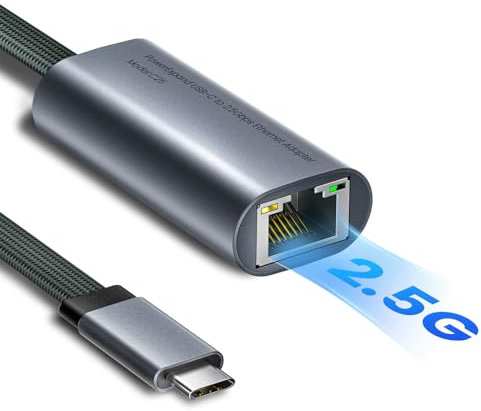 USB C to Ethernet Adapter for Laptop 2.5Gbps - USB-C to Ethernet RJ45 Gigabit Network USBC to Ethernet Compatible with MacBook Pro Air 2018 Later Thunderbolt XPS Type C 2.5GB Ethernet to USB C