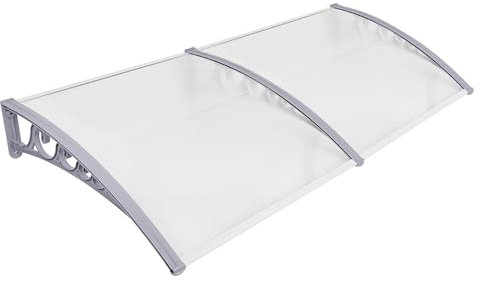 Marquise de Porte Exterieur, Auvent de terrasse, Auvent de Porte d'entrée Toit Marquise en Polycarbonate Porte Résistante Toit.Gris Blanc-80 * 240 * 23 cm