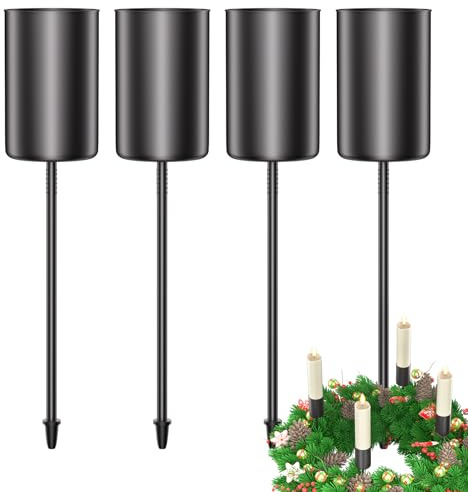 Kerzenhalter Adventskranz für Stabkerzen: 4er Set Advent Kerzenständer für Stabkerze | Stabkerzenhalter Metall für Weihnachten Deko & Tischdeko | Minimalistisch