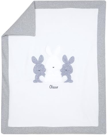 Chicco, coperta neonati (Bianco/Blu Conigli)