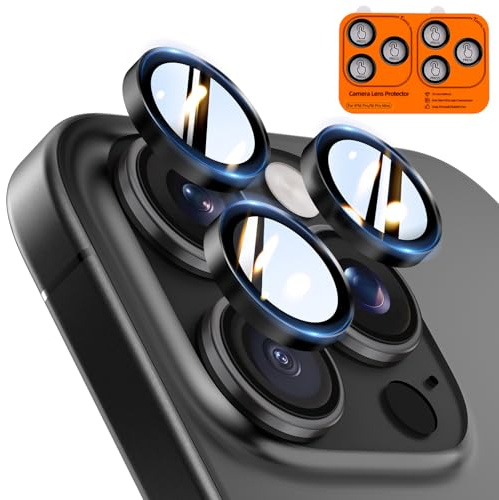 TOCOL 2 Pack for iPhone 16 Pro Max/iPhone 16 Pro Camera Lens Protectors | Individual Tempered Glass Protectors, Easy Installation, Case Friendly, Anti-Scratch, HD Night Shooting Mode, Black