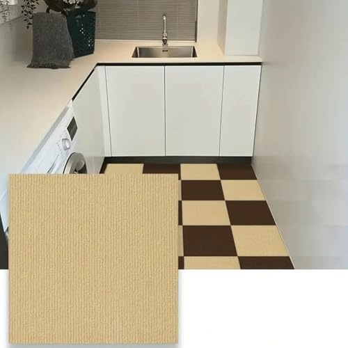 Selbstklebende, Ineinandergreifende Teppiche – Teppichfliesen, Schalldämmend/einfach Zu Verlegen/Kratzfest/zum Selberverlegen | Geeignet Für Haustiere/Schlafzimmer/Büros(Khaki,40 * 40 cm)