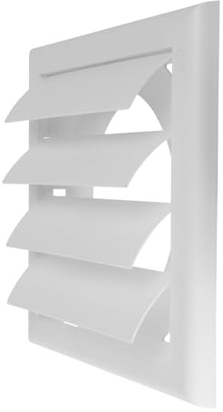 Repa Market Grille d'aération murale en plastique blanc avec volets de circulation d'air pour sèche-linge - Grille d'aération durable pour salle de bain, cuisine, garage - 125 mm