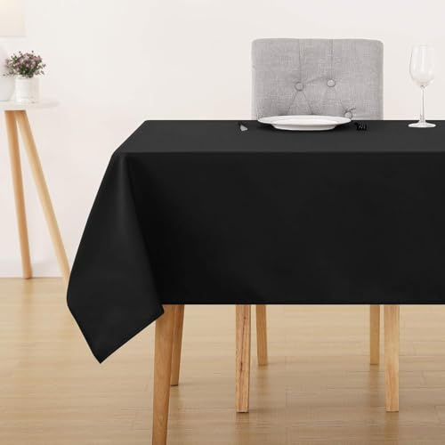 Deconovo Black Table Cloths Wipe Clean Water Resistant Wipeable Tablecloth for 6 Foot Rectangle Table 54 x 79 inch (137 x 200 cm)