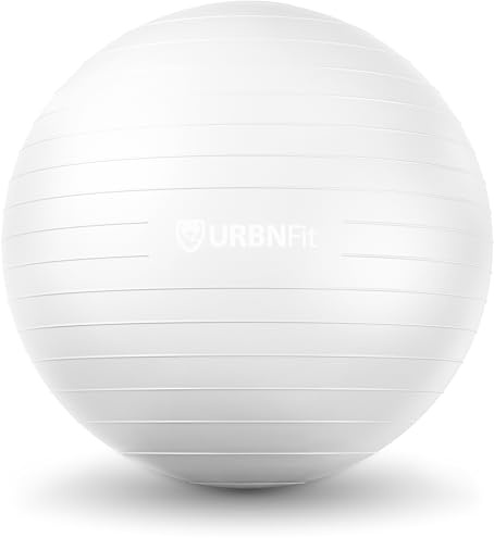 URBNFit Yoga-Ball in verschiedenen Größen für Training, Schwangerschaft, Balance, Anti-Burst mit Schnellpumpe, Stuhl für Büro, Zuhause, Fitnessstudio, 76,2 cm, Weiß