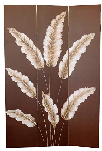 Paravent Brise-Vue Cloison de Séparation ou Séparateur Pièce 3 Panneaux Châssis en Bois Recouvert d'une Toile Imprimée Photo Décor Floral Différent Design Pour Chaque Face - 120 x 180 X2,5 cm