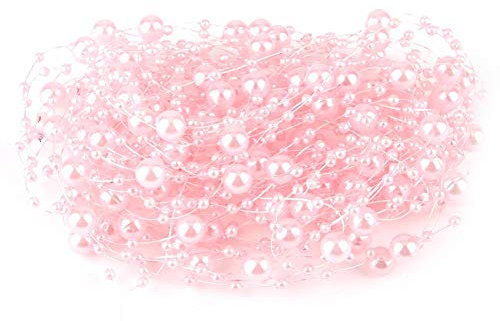 10M Perlengirlande, Künstlich Perlenband Perlenkette für Hochzeit DIY Handwerk Dekoration(rosa)